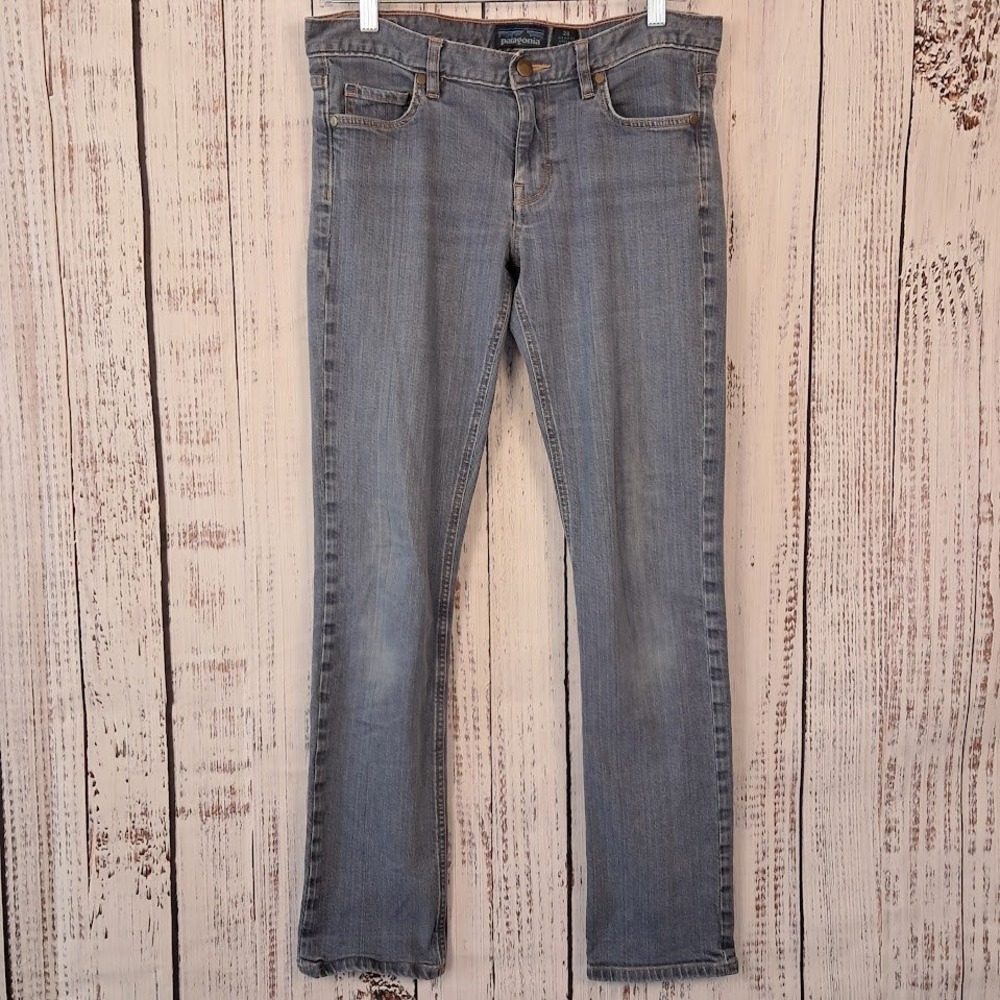PATAGONIA 28 Women's Slim Fit Jeans Low Rise‎ Straight Long Medium Wash Faded